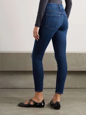 MOTHER HIGH WAISTED Skinny Jeans in Dark Blue Wash Looker Ankle size 29 NWT